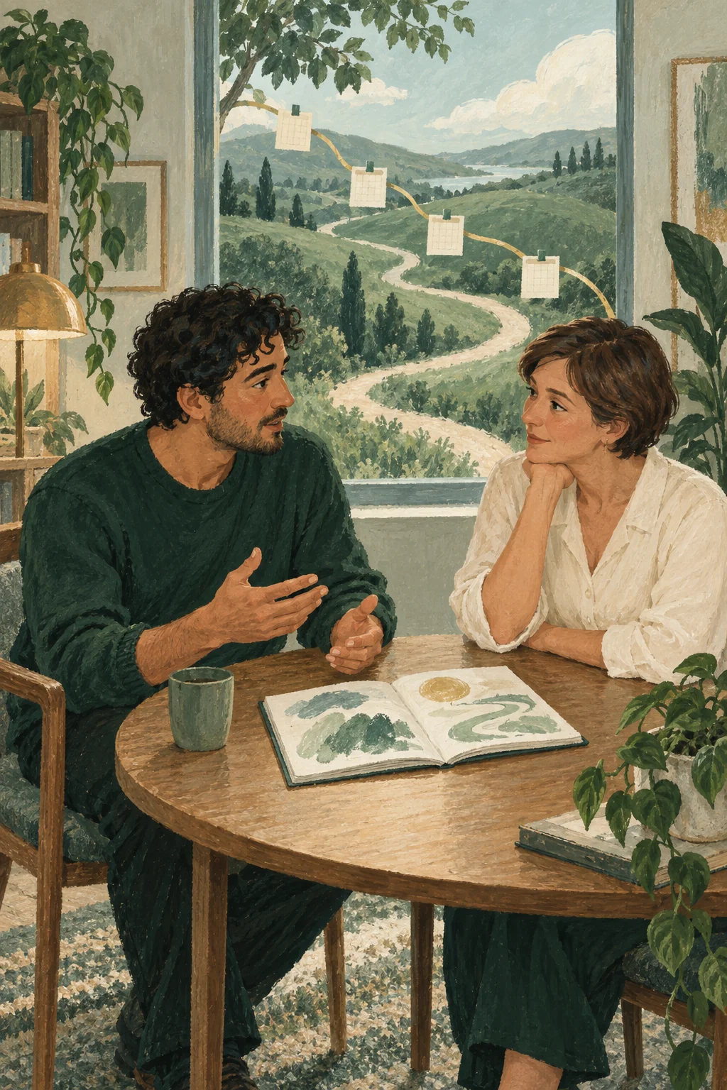 A patient and a clinician discuss moments from his week